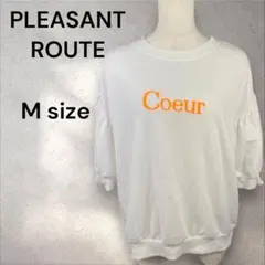 PLEASANT ROUTE ロゴ入り五分袖トップス　Mサイズ　a542