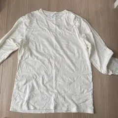 【美品】 ロンT 長袖Tシャツ 無地 コットン100 白 クリーム色 L