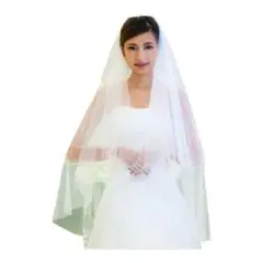 ウエディングベール　ベール　シンプル　無装飾　チュール　ホワイト　ウエディング