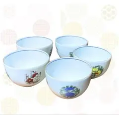 湯呑　5客　セット　菊　梅　葡萄　柘榴　未使用品
