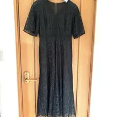 美品♡ハウスオブロータス 総レース サイドライン ロングワンピース 紺