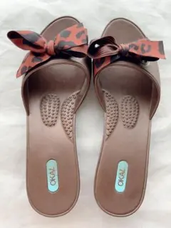 お値下げ✳︎OKAL リボン付きサンダル ブラウン
