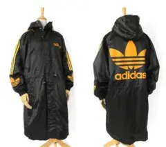 80s　デサント製 adidas　裏ボア ベンチコート ビッグトレフォイル