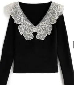 レースカラーニットトップス[ru1357]