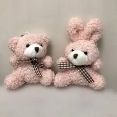 クマとウサギのぬいぐるみセット マスコット キーホルダー 未使用