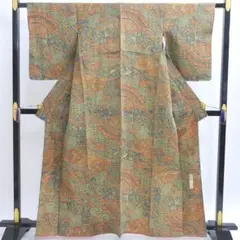 MF68　小紋　身丈160cm　古代名物裂更紗　更勝　落款　反端付き
