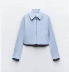 ZARA メタリックツイード クロップドジップアップジャケット