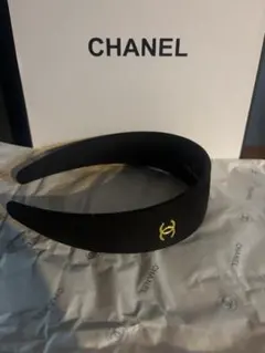 CHANEL 標誌黑色髮帶 絲絨