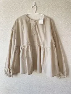 新品　サマンサモスモスブルー　コットンボイルギャザーブラウス　ライトベージュ