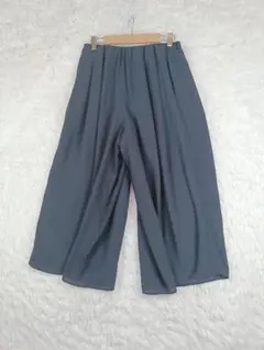 ナノ　ユニバース　F ダークブルー　 ワイドパンツ プリーツ入り