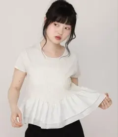 Heather ビジューフリルニットプルオーバー 白のサムネイル