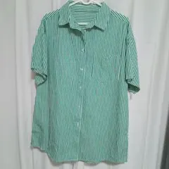 INGNI　イング　ストライプ 半袖シャツ Mサイズ グリーン