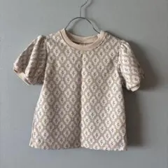 〖 美品 〗花柄 パフスリーブ Tシャツ ベージュのサムネイル
