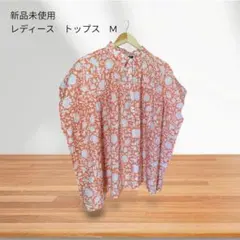 新品未使用　半袖ブラウス 花柄 オレンジのサムネイル