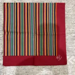 新品 IL BISONTE ストライプハンカチ　赤