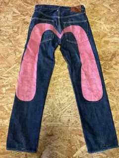 【美品】 EVISU 大黒 ピンク No.2 2001 トラ耳 虎耳 W35 濃 EVISUエヴィスジーンズ 2001 No.2 虎耳 大黒 ビッグカモメ