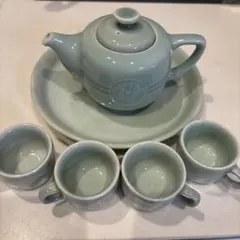 【お値下げ】青磁茶器揃　陶器 急須と茶碗セット烏龍茶