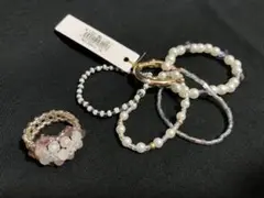 ビーズリング ヘアゴム 5点セット パールアクセサリー ビーズ