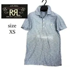 RRL ダブルアールエル ボーダーポロシャツ XS インディゴ調 ラルフローレンのサムネイル