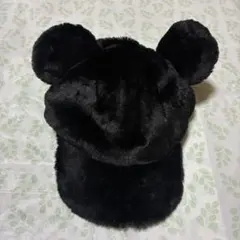ディズニー　ミッキー耳付きファーキャップ　帽子　サイズ調整可能　匿名配送
