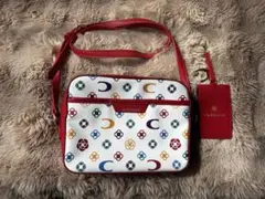 【美品】クレイサス ショルダーバッグ 花柄 総柄 ホワイト×レッド 可愛い