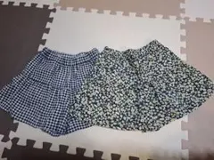 ジーユー チェック柄 花柄 キュロット 2枚セット