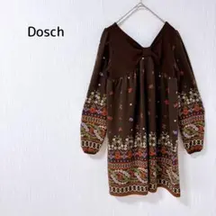 Dosch チュニック フラワープリント ボヘミアン 長袖 リボン ブラウン
