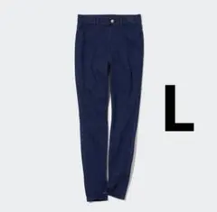 ヒートテックウルトラストレッチハイライズデニムレギンスパンツ L ブルー 丈標準