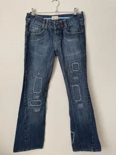 【美品】roxy jean フレアデニム　ブーツカット　サイズM パッチワークのサムネイル