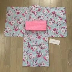 マザウェイズ　キッズ 浴衣 130cm 花柄 水色のサムネイル