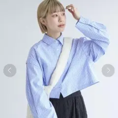 w closet 2WAY クロップドシャツ ストライプ