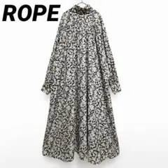 ❶⁠ ロペ ROPE 38 白黒 モノトーン ボウタイ 総柄 ロング ワンピース