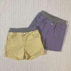 しまむら ショートパンツ 短パン 120 ストレッチ パープル イエロー