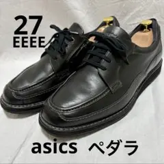 ♦︎良品♦︎asicsペダラ　本革レザー　サイドジップ　ビジネスシューズ