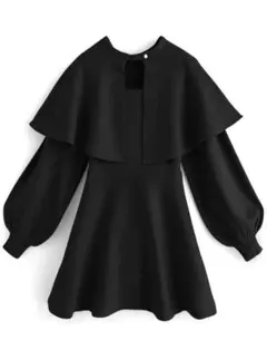 【GRL】ケープ付きニットフレアミニワンピース