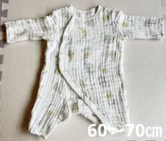 ガーゼ生地　イブル生地　綿100% ロンパース 60〜70cm 新生児