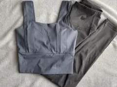 ヨガウェア　上下セット　ブルー&グレー