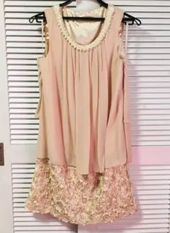 【美品】　膝丈ドレス　ピンク