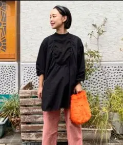 BEAMS BOY ユーロ　バックオープン　ノーカラーシャツ