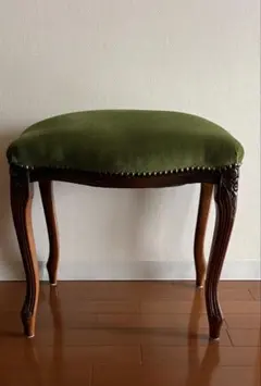 ロココ調　猫脚スツール　木製椅子オットマン　アンティーク　グリーン