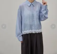 【新品】しまむら　mysacloset 田中里奈　裾レースシアーシャツ　Mサイズのサムネイル