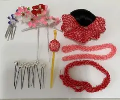 七五三髪飾り　753髪飾り　ちりめん　赤