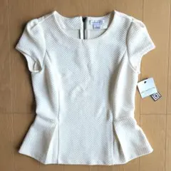 Liz Claiborne ホワイト ペプラム半袖トップス