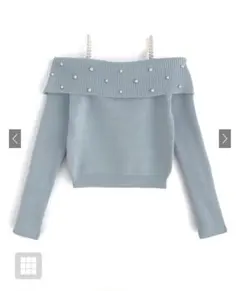 GRL オフショルダーパールニットトップス[dr673]