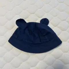 クマ耳付き　ネイビー　帽子 44cm
