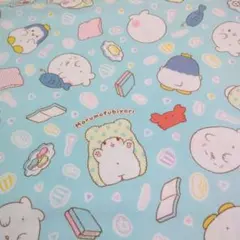 Marumofubiyori プリント生地 水色 総柄オックス55×100cm