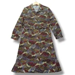 ロングワンピース ベルト付き 薄手 春夏 美品 花柄 15号