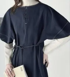 ランタンスリーブ ロングワンピース