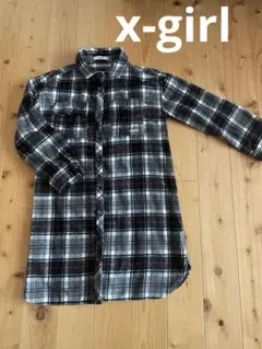 x-girl チェック柄 ネルシャツワンピース 140