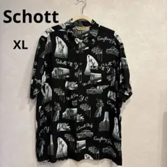 美品】SCHOTT/ショット ワークシャツ オープンカラー ローズ刺繍 XL